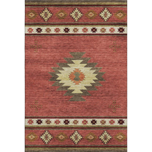 HomeRoots 5' X 8' Cozy Cinnamon Ivory Geometric Area Rug - Washable, UV-Protected, Durable & Stylish Design 645668