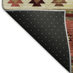 HomeRoots 8' Washable Round Rug in Cinnamon, Ivory & Beige - Stylish Geometric Design with UV Protection! 645669