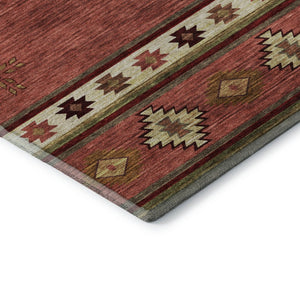 HomeRoots 8' Washable Round Rug in Cinnamon, Ivory & Beige - Stylish Geometric Design with UV Protection! 645669