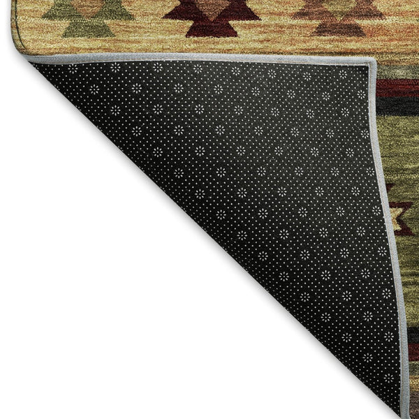 HomeRoots 8' X 10' Geometric Area Rug in Green, Beige & Brown - Washable, Stain-Resistant & UV Protected! 645676