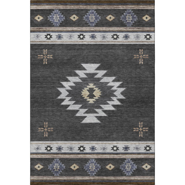 HomeRoots 10' X 14' Midnight Geometric Washable Area Rug - Modern Ivory & Beige Design with UV Protection 645690