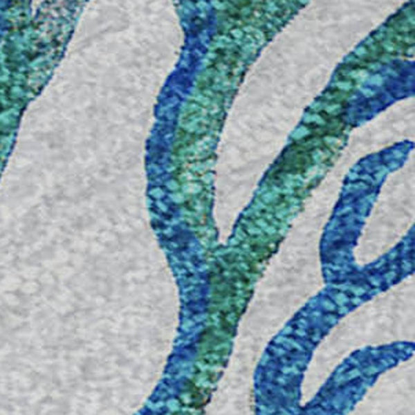 HomeRoots 9' X 12' Aqua Ivory Green Geometric Area Rug - Washable, UV Protected, Stain Resistant for Homes 645695