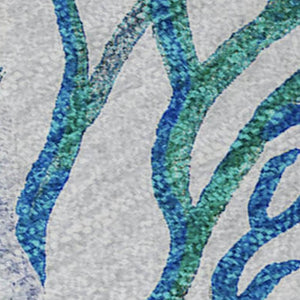 HomeRoots 9' X 12' Aqua Ivory Green Geometric Area Rug - Washable, UV Protected, Stain Resistant for Homes 645695