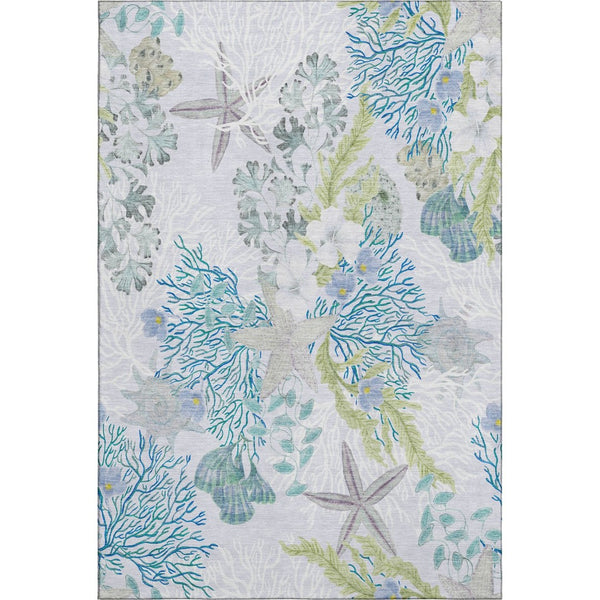 HomeRoots 10' Aqua Ivory Green Geometric Area Rug - Washable, UV Protected, Stain-Resistant for High-Traffic Areas 645696