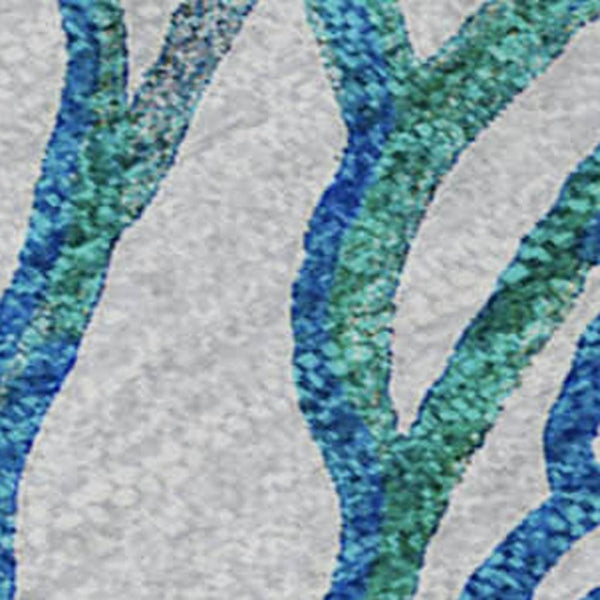 HomeRoots 10' Aqua Ivory Green Geometric Area Rug - Washable, UV Protected, Stain-Resistant for High-Traffic Areas 645696