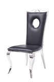 Modern Black & Stainless Steel Dining Chairs, Set of 2 | Padded Seats, Sleek Design | 24 x 19 x 43