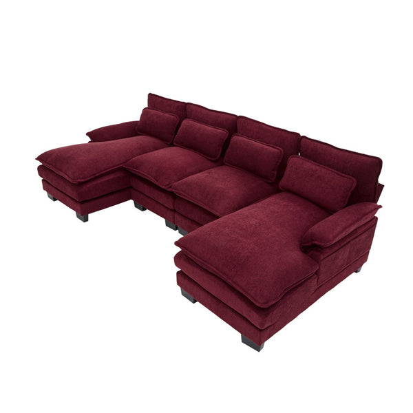 English Elm United We Win U Shaped Cloud Couch - Luxurious Chenille 4-Seat Sectional With Memory Foam & Storage W1568S00214-GIGA