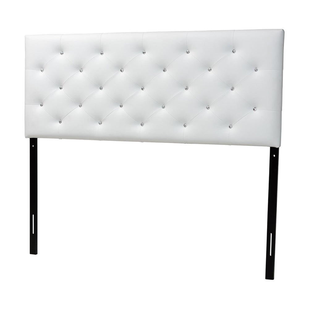 Baxton Studio Baxton Viviana Contemporary Faux Leather Button-Tufted Full Headboard for Stylish Bedroom Décor White BBT6506-White-Full HB