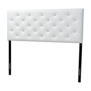 Baxton Studio Baxton Viviana Contemporary Faux Leather Button-Tufted Full Headboard for Stylish Bedroom Décor White BBT6506-White-Full HB