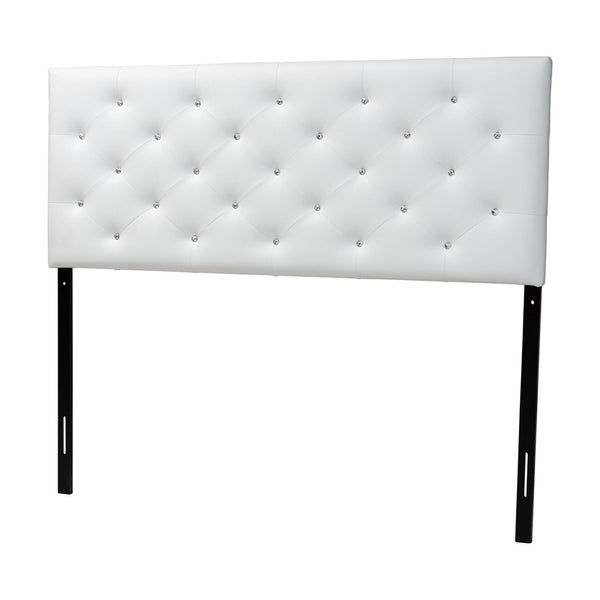 Baxton Studio Baxton Viviana Contemporary Faux Leather Button-Tufted Full Headboard for Stylish Bedroom Décor White BBT6506-White-Full HB