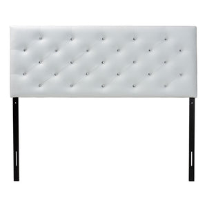 Baxton Studio Baxton Viviana Contemporary Faux Leather Button-Tufted Full Headboard for Stylish Bedroom Décor White BBT6506-White-Full HB