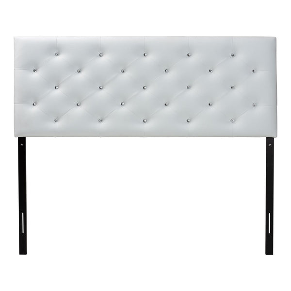 Baxton Studio Baxton Viviana Contemporary Faux Leather Button-Tufted Full Headboard for Stylish Bedroom Décor White BBT6506-White-Full HB