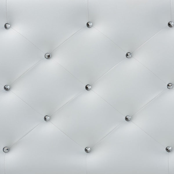 Baxton Studio Baxton Viviana Contemporary Faux Leather Button-Tufted Full Headboard for Stylish Bedroom Décor White BBT6506-White-Full HB