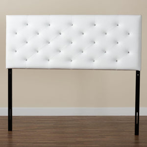 Baxton Studio Baxton Viviana Contemporary Faux Leather Button-Tufted Full Headboard for Stylish Bedroom Décor White BBT6506-White-Full HB
