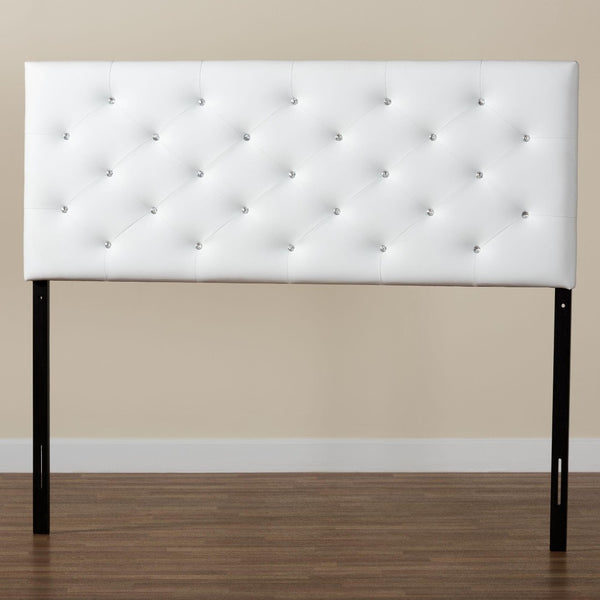 Baxton Studio Baxton Viviana Contemporary Faux Leather Button-Tufted Full Headboard for Stylish Bedroom Décor White BBT6506-White-Full HB