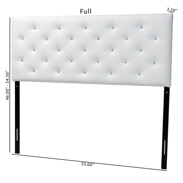 Baxton Studio Baxton Viviana Contemporary Faux Leather Button-Tufted Full Headboard for Stylish Bedroom Décor White BBT6506-White-Full HB