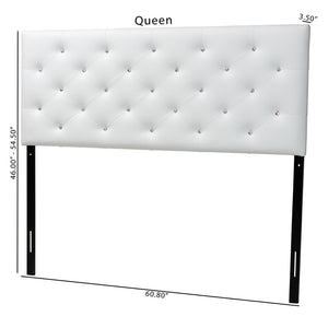 Baxton Studio Baxton Viviana Contemporary Faux Leather Button-Tufted Full Headboard for Stylish Bedroom Décor White BBT6506-White-Full HB
