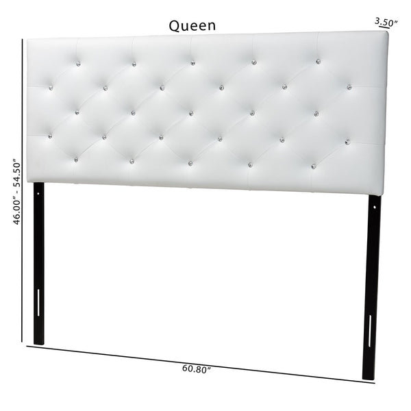Baxton Studio Baxton Viviana Contemporary Faux Leather Button-Tufted Full Headboard for Stylish Bedroom Décor White BBT6506-White-Full HB