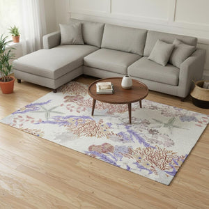 HomeRoots 8' X 10' Cinnamon Ivory Plum Geometric Area Rug - UV Protected, Washable, Modern & Durable Design 645706