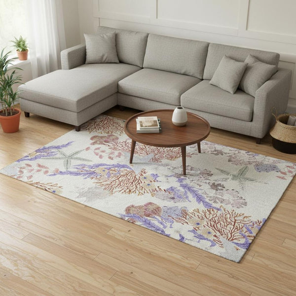 HomeRoots 8' X 10' Cinnamon Ivory Plum Geometric Area Rug - UV Protected, Washable, Modern & Durable Design 645706