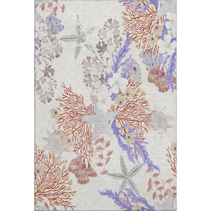 HomeRoots 8' X 10' Cinnamon Ivory Plum Geometric Area Rug - UV Protected, Washable, Modern & Durable Design 645706