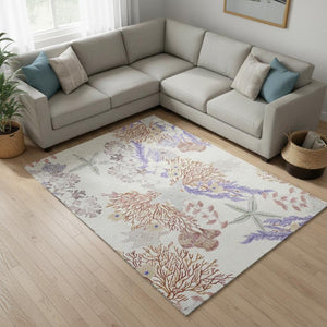HomeRoots 10' X 14' Cinnamon Ivory Plum Geometric Area Rug - Stylish, Washable, UV Protected for High-Traffic Homes 645708