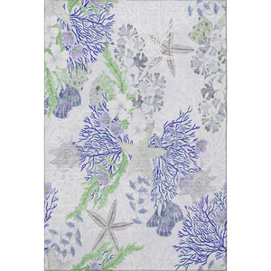 HomeRoots 10' Coastal-Inspired Blue Ivory Lime Green Geometric Washable Area Rug with UV Protection & Durability 645714
