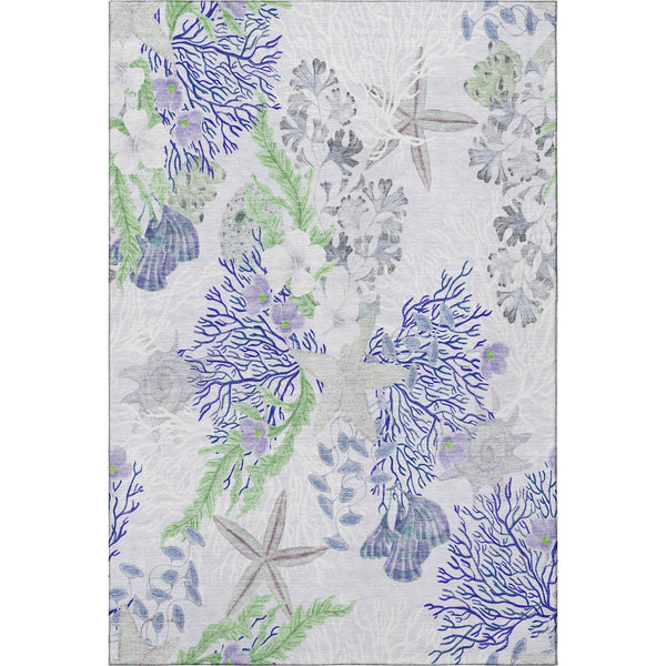 HomeRoots 10' Coastal-Inspired Blue Ivory Lime Green Geometric Washable Area Rug with UV Protection & Durability 645714