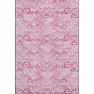 HomeRoots 9' X 12' Pink and Ivory Geometric Washable Rug - Stylish, Durable, and UV Protected for Homes 645719