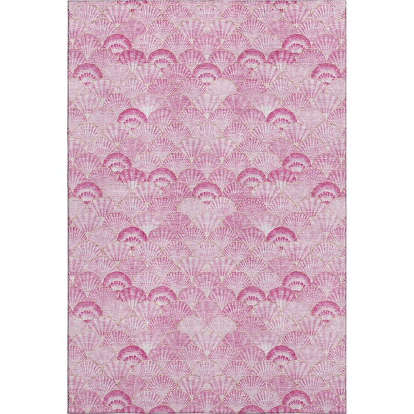 HomeRoots 9' X 12' Pink and Ivory Geometric Washable Rug - Stylish, Durable, and UV Protected for Homes 645719