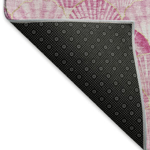 HomeRoots 9' X 12' Pink and Ivory Geometric Washable Rug - Stylish, Durable, and UV Protected for Homes 645719