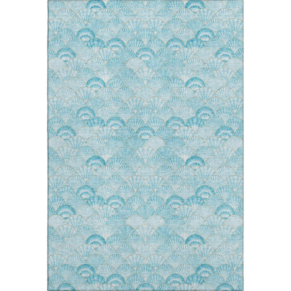 HomeRoots 8' X 10' Aqua and Ivory Geometric Washable Area Rug - Durable, UV-Protected & Pet-Friendly Design! 645724