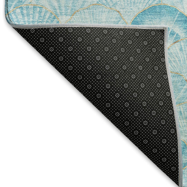 HomeRoots 8' X 10' Aqua and Ivory Geometric Washable Area Rug - Durable, UV-Protected & Pet-Friendly Design! 645724