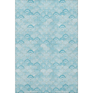 HomeRoots 8' X 10' Aqua and Ivory Geometric Washable Area Rug - Durable, UV-Protected & Pet-Friendly Design! 645724