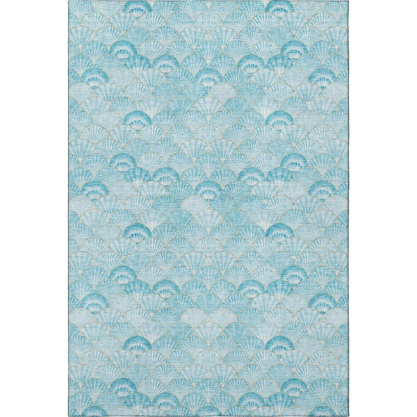 HomeRoots 8' X 10' Aqua and Ivory Geometric Washable Area Rug - Durable, UV-Protected & Pet-Friendly Design! 645724
