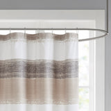 Madison Park Essentials Saben Casual Stripe Print Shower Curtain MPE70-1030 Taupe/Black