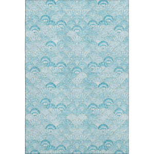 HomeRoots 10' Aqua and Ivory Geometric Washable Area Rug - UV Protected, Stain Resistant, Family-Friendly Design 645726