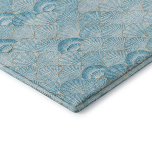 HomeRoots 10' Aqua and Ivory Geometric Washable Area Rug - UV Protected, Stain Resistant, Family-Friendly Design 645726