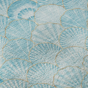 HomeRoots 10' Aqua and Ivory Geometric Washable Area Rug - UV Protected, Stain Resistant, Family-Friendly Design 645726