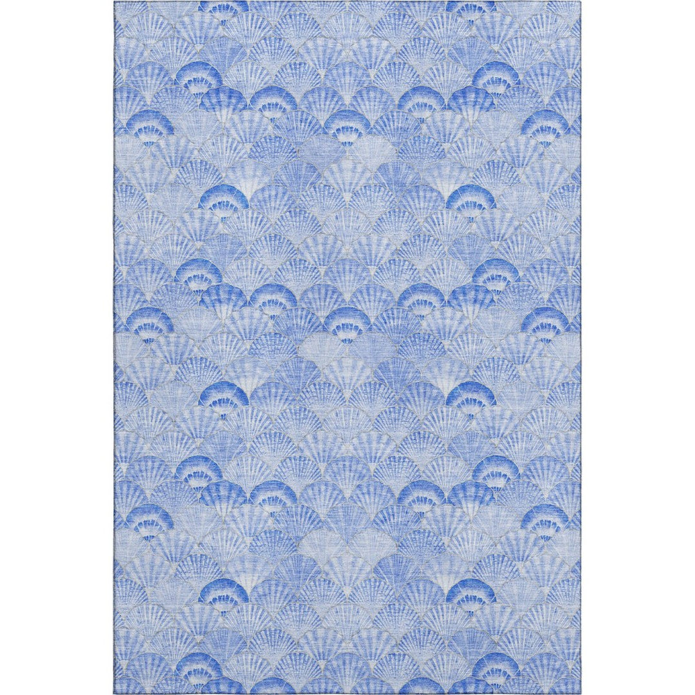 HomeRoots 10' X 14' Stylish Blue & Ivory Geometric Washable Area Rug with UV Protection for Coastal Homes 645738