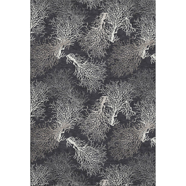 HomeRoots 5' X 8' Stylish Midnight and White Geometric Area Rug - Washable, UV Protected, Durable Design! 645758