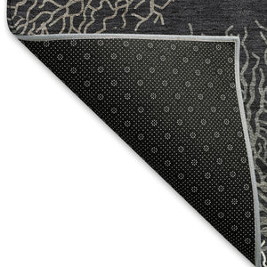 HomeRoots 5' X 8' Stylish Midnight and White Geometric Area Rug - Washable, UV Protected, Durable Design! 645758