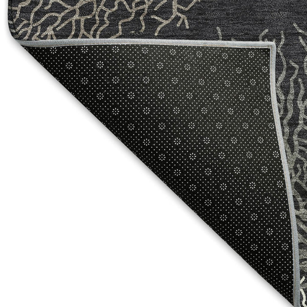 HomeRoots 5' X 8' Stylish Midnight and White Geometric Area Rug - Washable, UV Protected, Durable Design! 645758