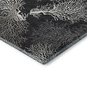 HomeRoots 5' X 8' Stylish Midnight and White Geometric Area Rug - Washable, UV Protected, Durable Design! 645758