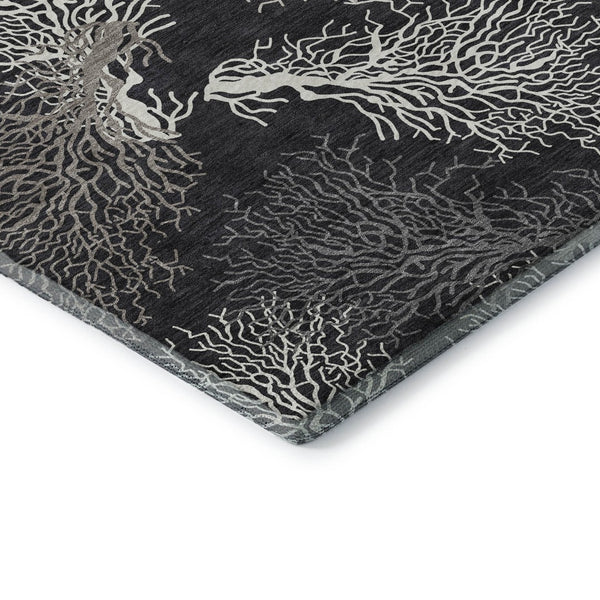 HomeRoots 5' X 8' Stylish Midnight and White Geometric Area Rug - Washable, UV Protected, Durable Design! 645758