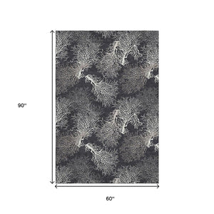 HomeRoots 5' X 8' Stylish Midnight and White Geometric Area Rug - Washable, UV Protected, Durable Design! 645758