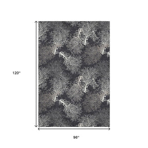 HomeRoots 8' X 10' Stylish Midnight & White Geometric Washable Area Rug with Stain Resistance & UV Protection 645760