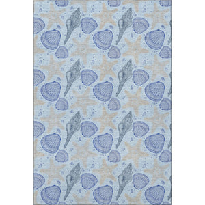 HomeRoots 9' Blue and Beige Geometric Washable Area Rug - Durable, UV-Protected, Perfect for High-Traffic Spaces! 645773
