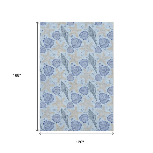 HomeRoots 10' Blue and Beige Geometric Area Rug - Washable, UV Protected, Ideal for Busy Homes and Decor 645774