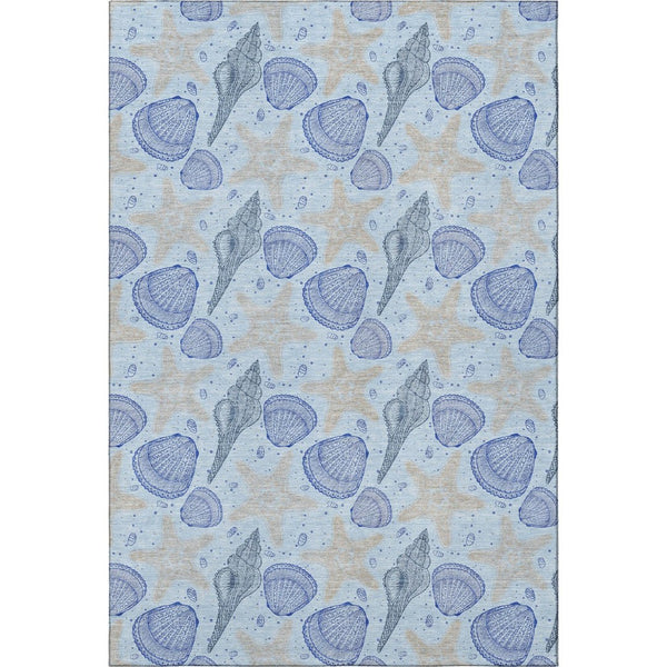 HomeRoots 10' Blue and Beige Geometric Area Rug - Washable, UV Protected, Ideal for Busy Homes and Decor 645774